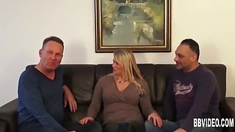 A Busty German Mother Satisfies Two Men With Her Oral Skills