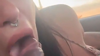 Melissa Lisboa'S Driving Skills Take A Backseat As She Gives A Professional Blowjob And Milks While Driving