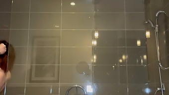 Brunette Stepsister Gives Me A Blowjob In The Shower