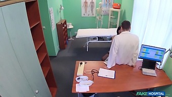 A Wife Cheats With Her Doctor Immediately After Her Husband Leaves The Room In A Fake Hospital Setting.